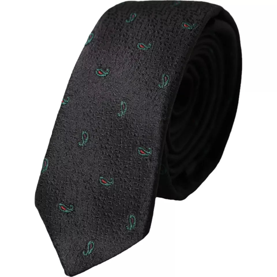 Dolce & Gabbana Black Fantasy 100% Silk Adjustable Men Tie | Regal Royce
