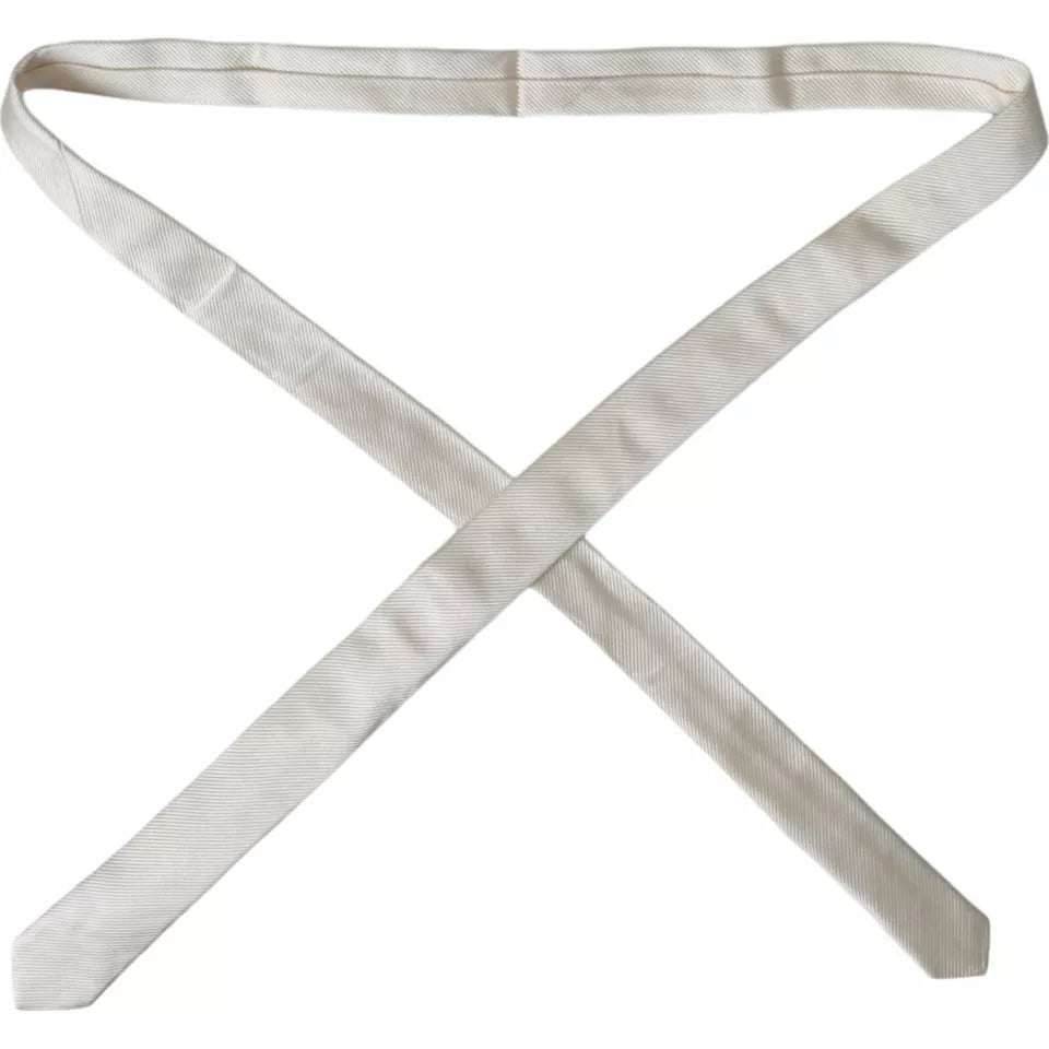 Dolce & Gabbana White Solid 100% Silk Adjustable Tie | Regal Royce
