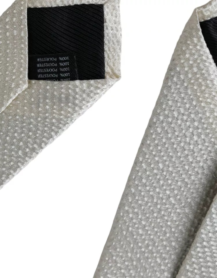 Dolce & Gabbana Off White 100% Silk Adjustable Necktie Men Tie | Regal Royce