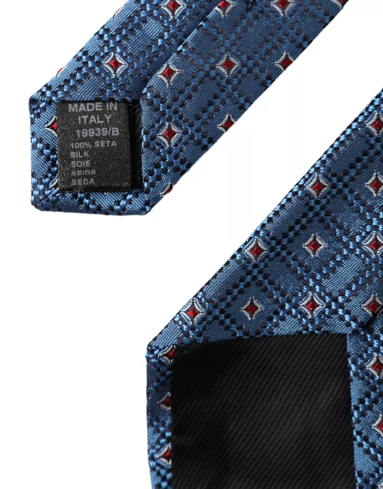 Dolce & Gabbana Blue Patterned 100% Silk Adjustable Men Tie | Regal Royce