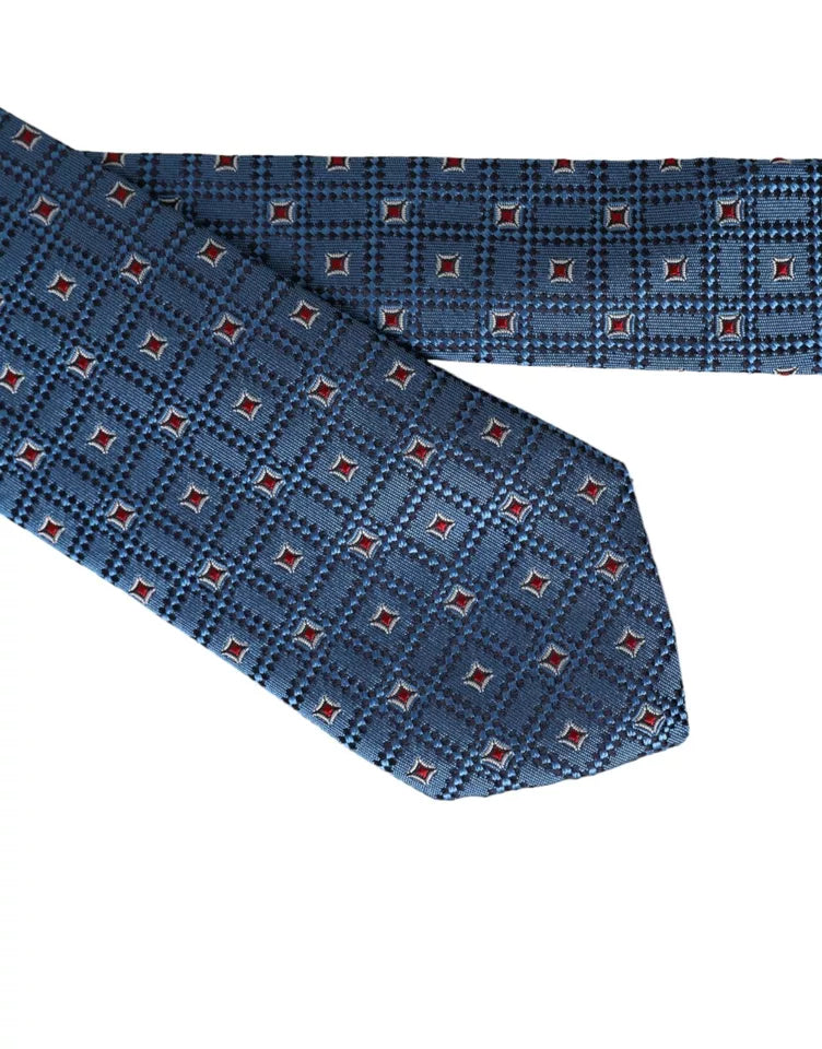 Dolce & Gabbana Blue Patterned 100% Silk Adjustable Men Tie | Regal Royce
