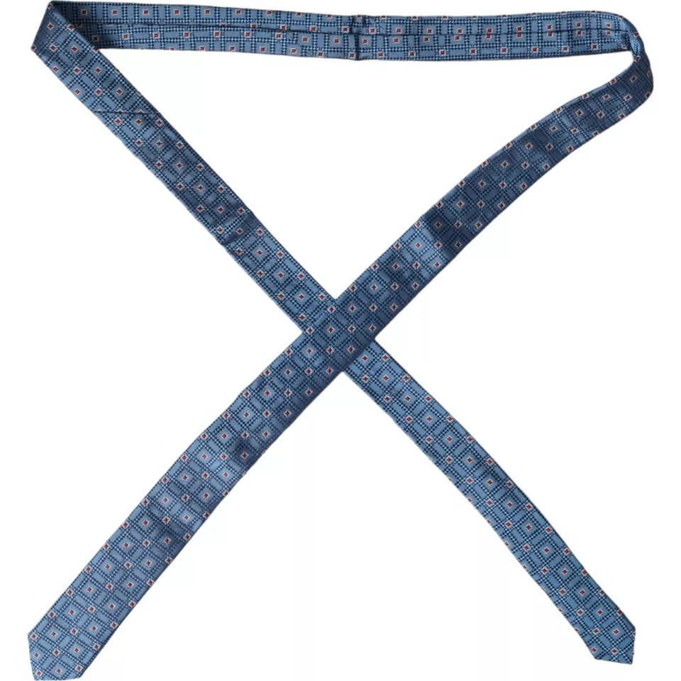 Dolce & Gabbana Blue Patterned 100% Silk Adjustable Men Tie | Regal Royce