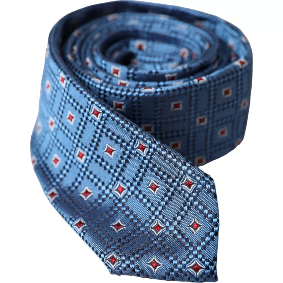 Dolce & Gabbana Blue Patterned 100% Silk Adjustable Men Tie | Regal Royce