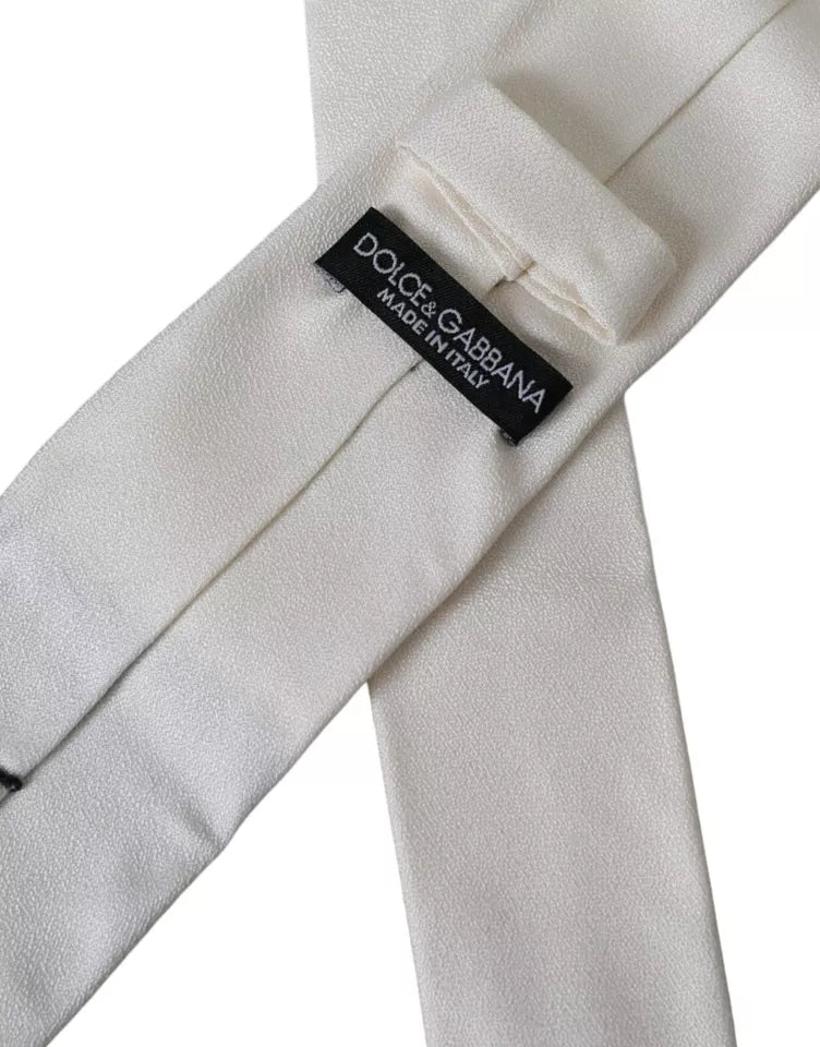 Dolce & Gabbana White Silk Classic Adjustable Men Tie | Regal Royce
