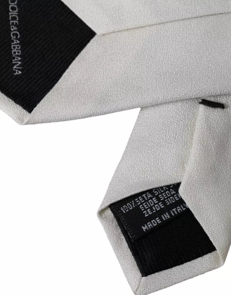 Dolce & Gabbana White Silk Classic Adjustable Men Tie | Regal Royce