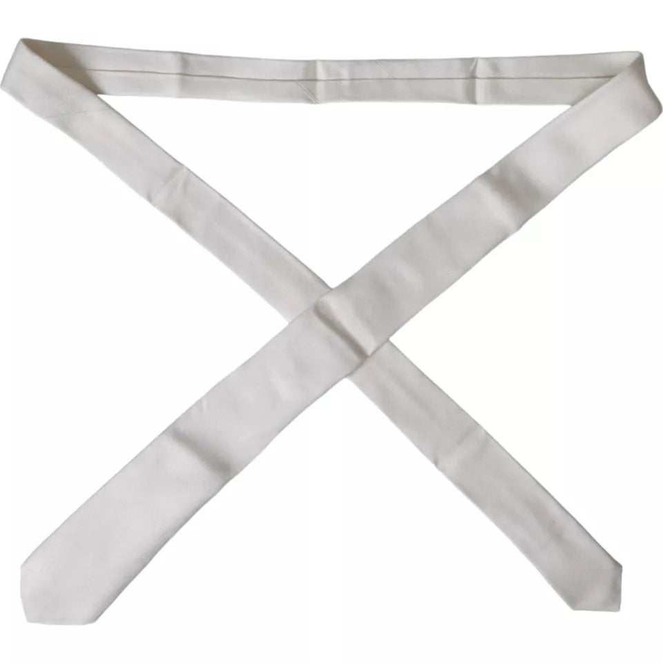 Dolce & Gabbana White Silk Classic Adjustable Men Tie | Regal Royce