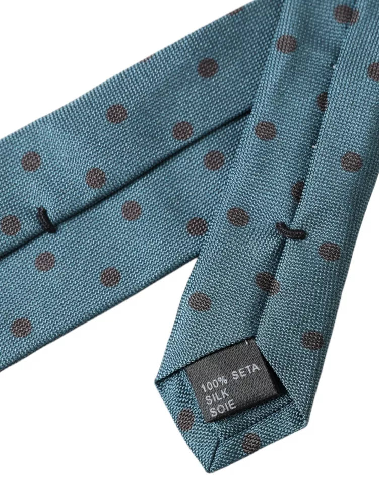 Dolce & Gabbana Green Black Polka Dot Silk Adjustable Men Tie | Regal Royce