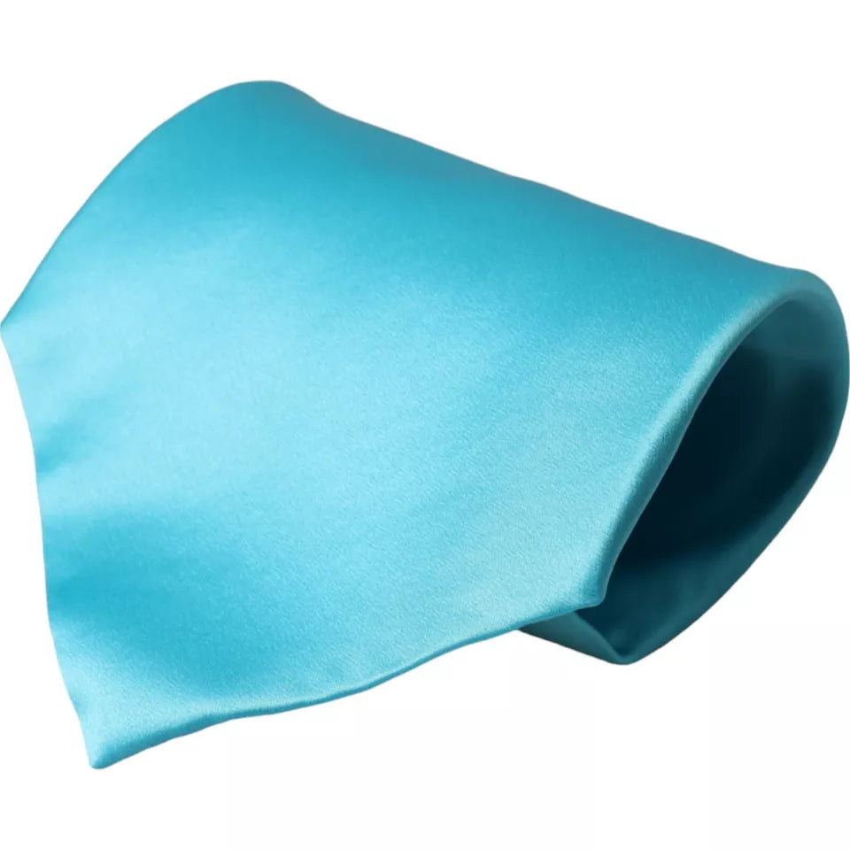 Dolce & Gabbana Light Blue Satin Silk Wide Adjustable Men Tie | Regal Royce