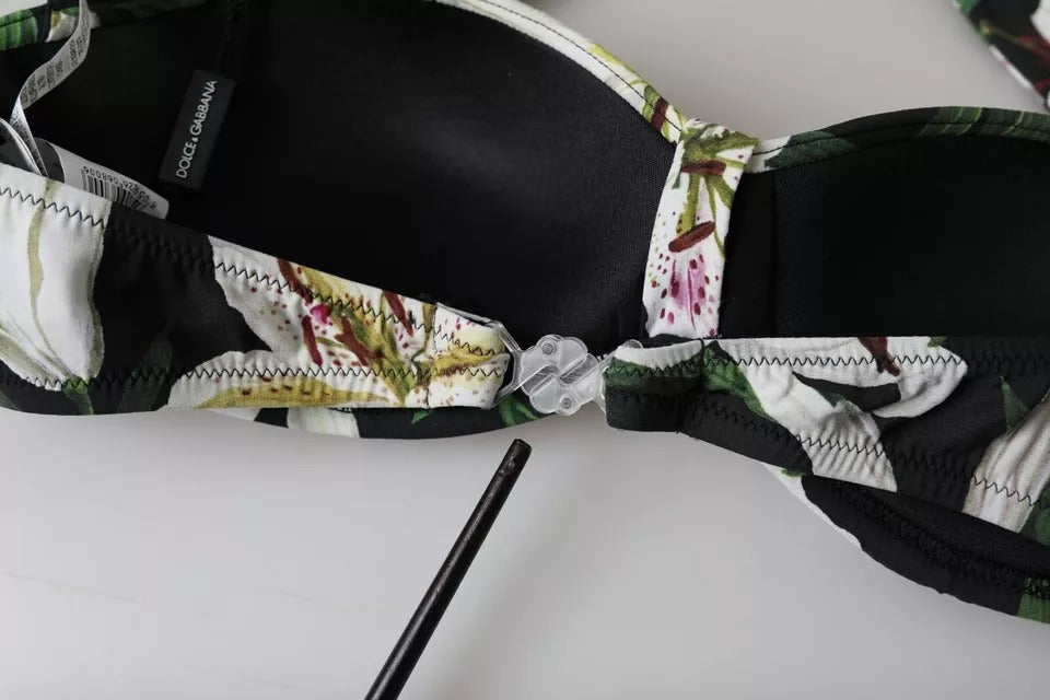 Dolce & Gabbana Black Lily Halter Swimwear Beachwear Bikini Top | Regal Royce