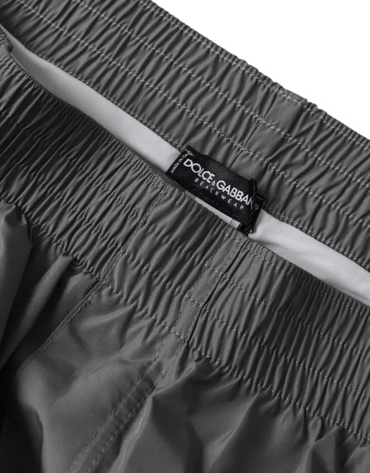 Dolce & Gabbana Dark Gray Polyester Beachwear Shorts Swimwear Men | Regal Royce