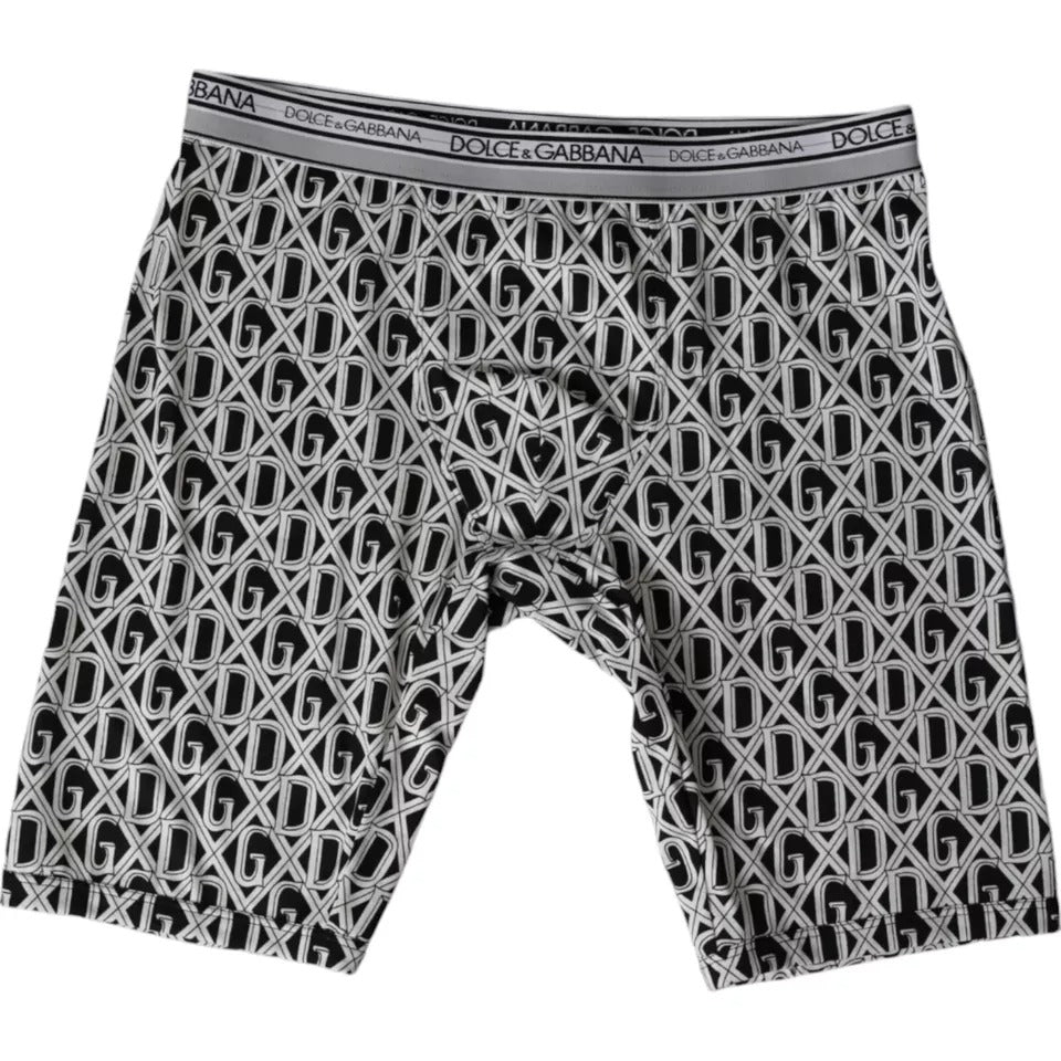 Dolce & Gabbana Black White DG Logo Cotton Stretch Cycling Underwear Men | Regal Royce
