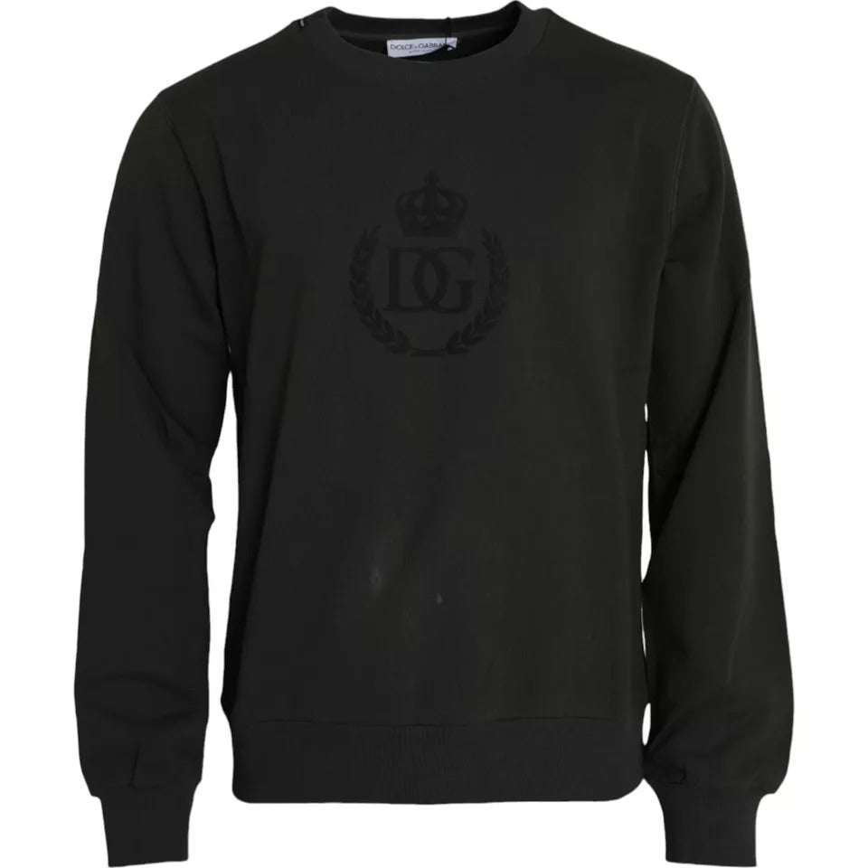Dolce & Gabbana Green Logo Cotton Crew Neck Pullover Sweater | Regal Royce