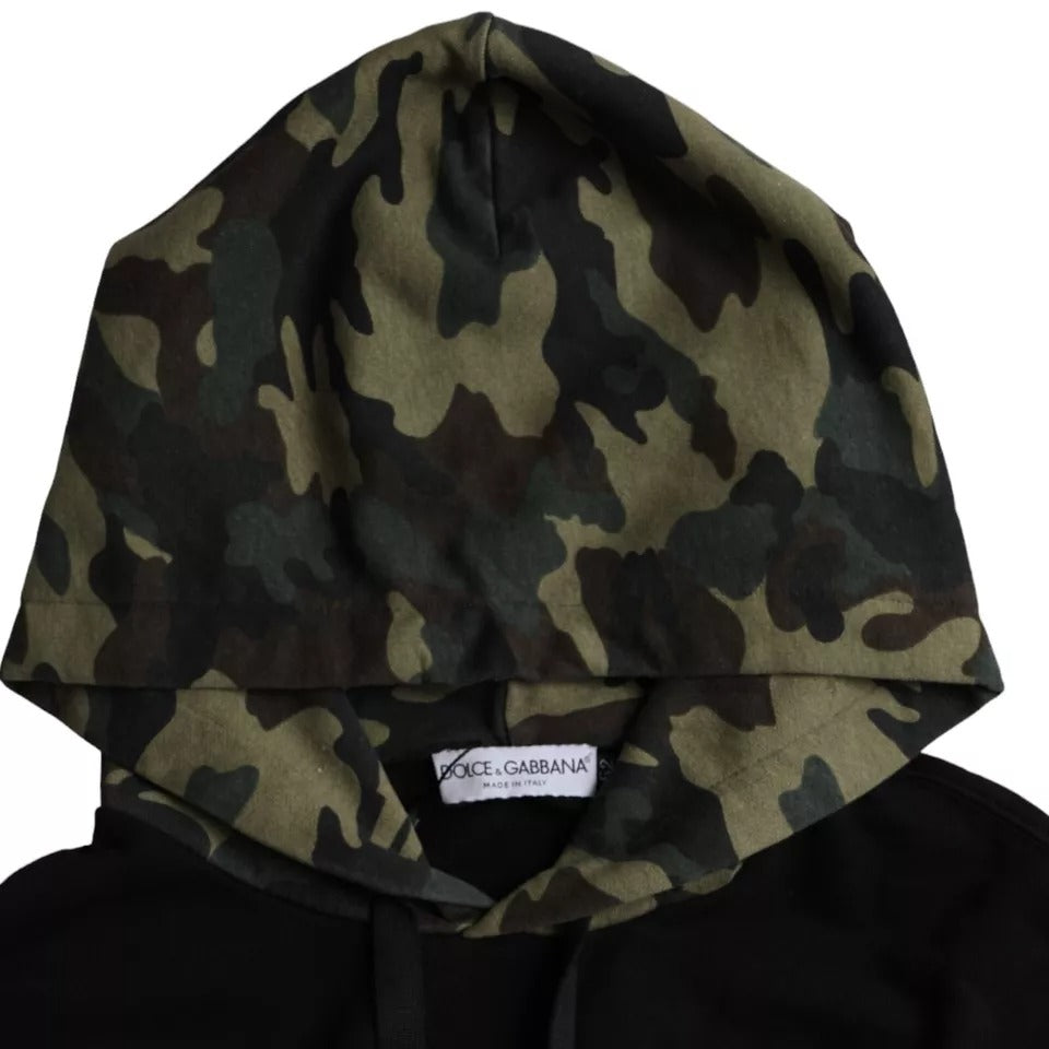 Dolce & Gabbana Black Camouflage Hooded Sweatshirt Sweater | Regal Royce