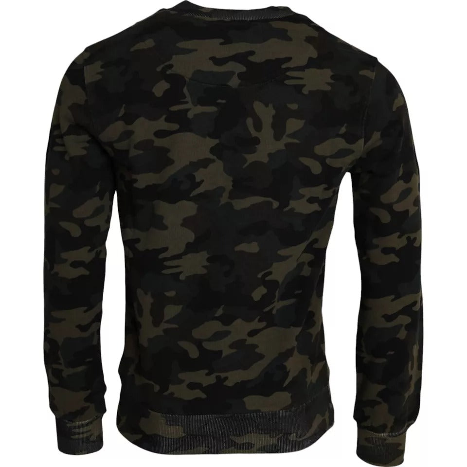 Dolce & Gabbana Black Camouflage Crew Neck Pullover Sweater | Regal Royce