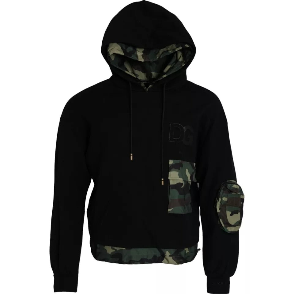 Dolce & Gabbana Black Camouflage Hooded Sweatshirt Sweater | Regal Royce