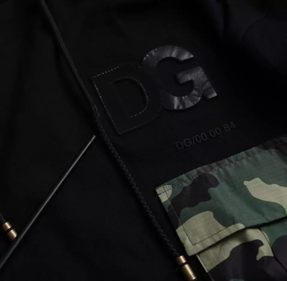 Dolce & Gabbana Black Camouflage Hooded Sweatshirt Sweater | Regal Royce