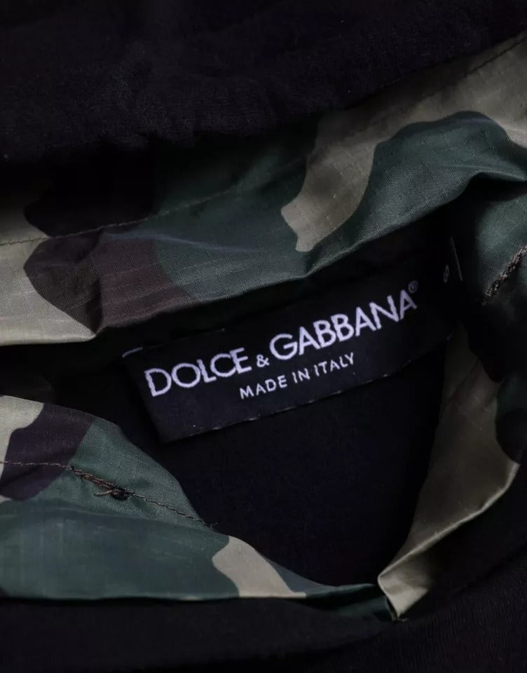 Dolce & Gabbana Black Camouflage Hooded Sweatshirt Sweater | Regal Royce