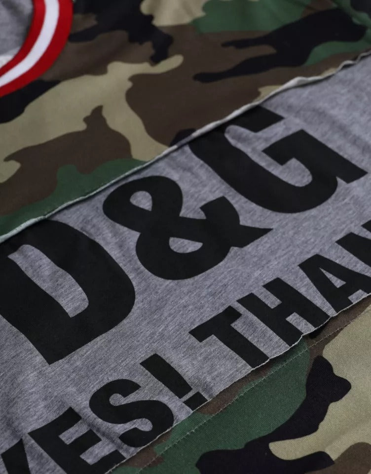 Dolce & Gabbana Multicolor Camouflage Cotton Crew Neck Men T-shirt | Regal Royce