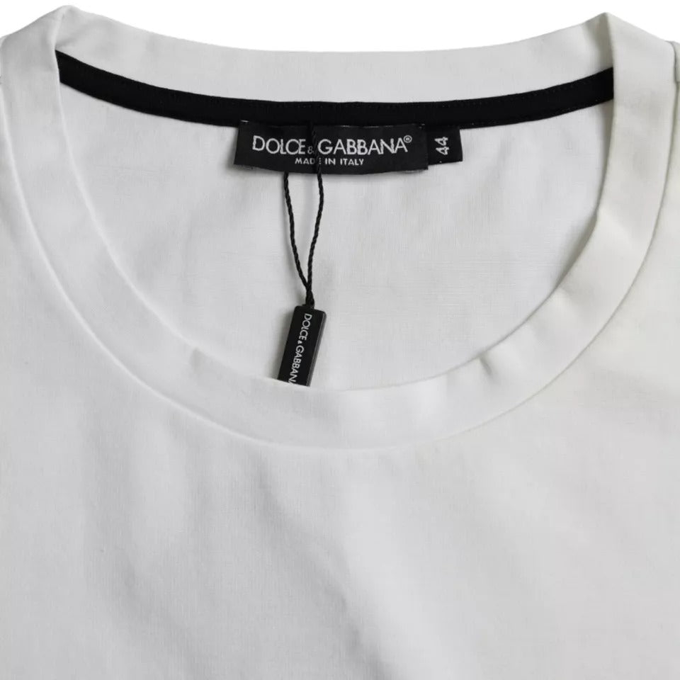 Dolce & Gabbana White Red Lips Print Cotton Men T-shirt | Regal Royce