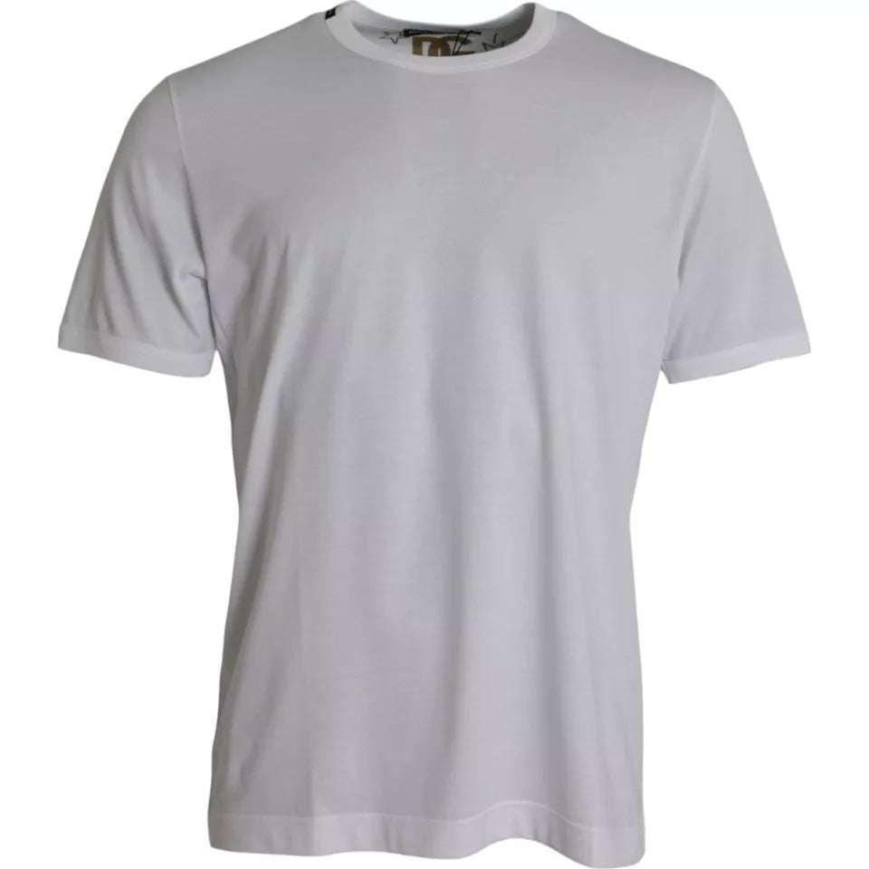 Dolce & Gabbana White Cotton Round Neck Short Sleeves T-shirt | Regal Royce