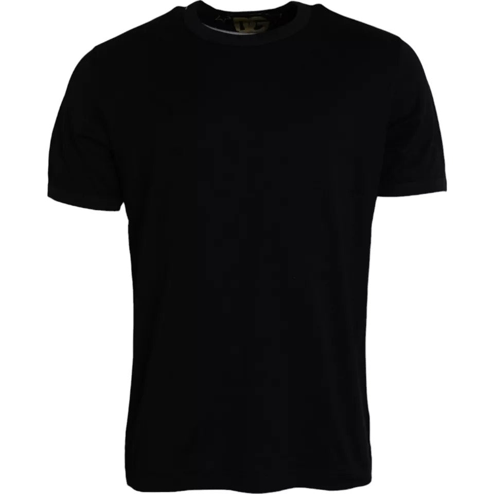 Dolce & Gabbana Black Cotton Round Neck Short Sleeves Men T-shirt | Regal Royce