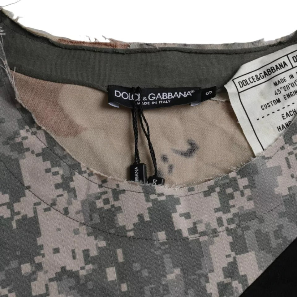 Dolce & Gabbana Multicolor Camouflage Cotton Round Neck Men T-shirt | Regal Royce