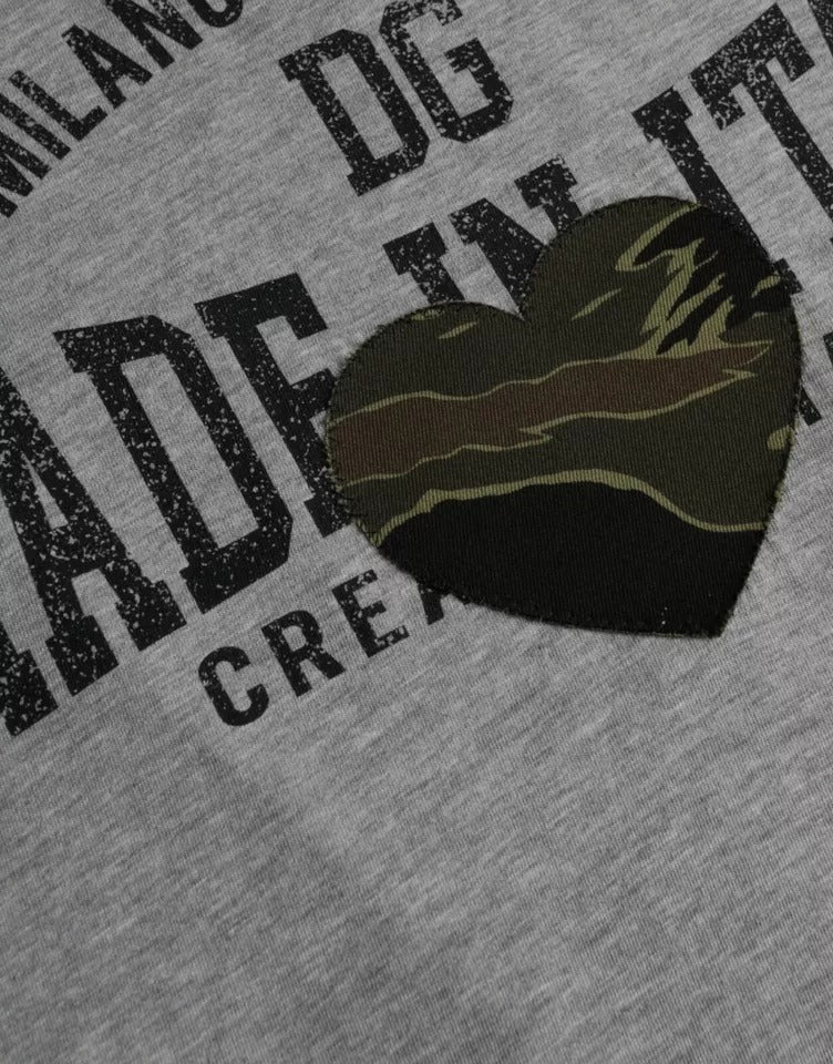 Dolce & Gabbana Gray Graphic Print Cotton Round Neck T-shirt | Regal Royce