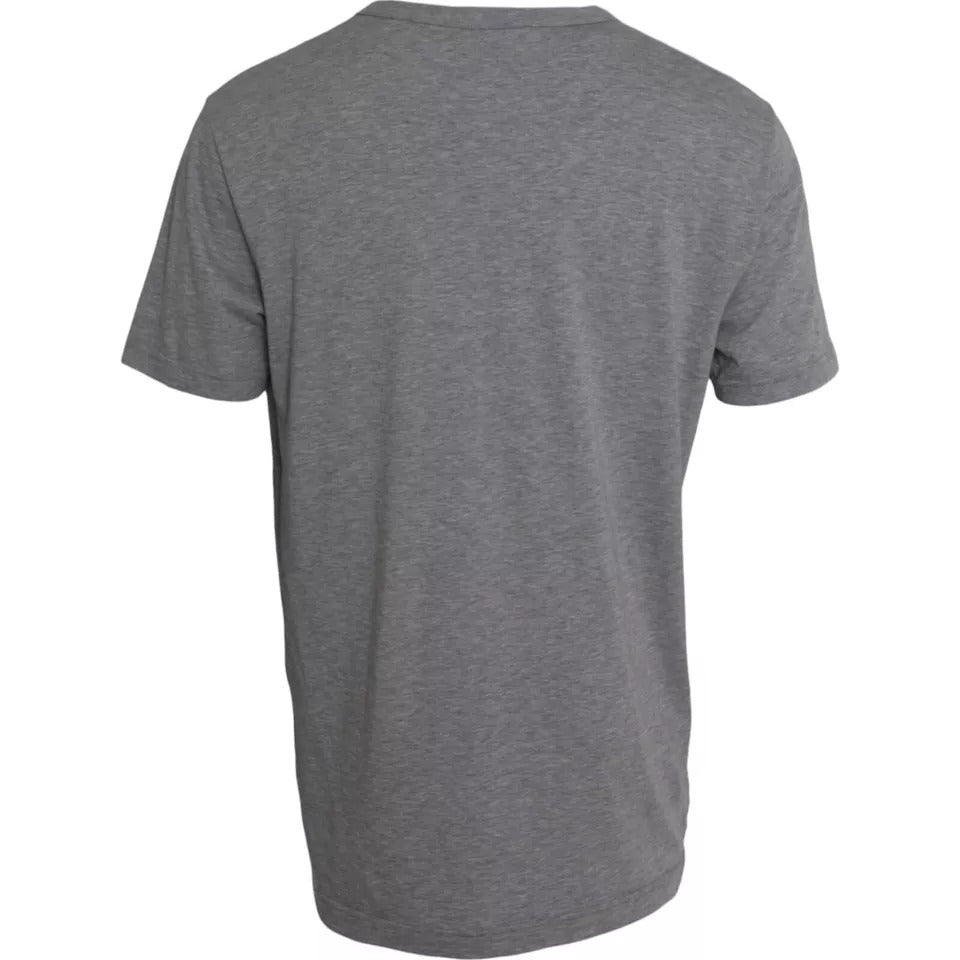 Dolce & Gabbana Gray Graphic Print Cotton Round Neck T-shirt | Regal Royce