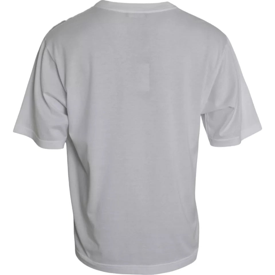 Dolce & Gabbana White Cotton Round Neck Short Sleeve T-shirt | Regal Royce