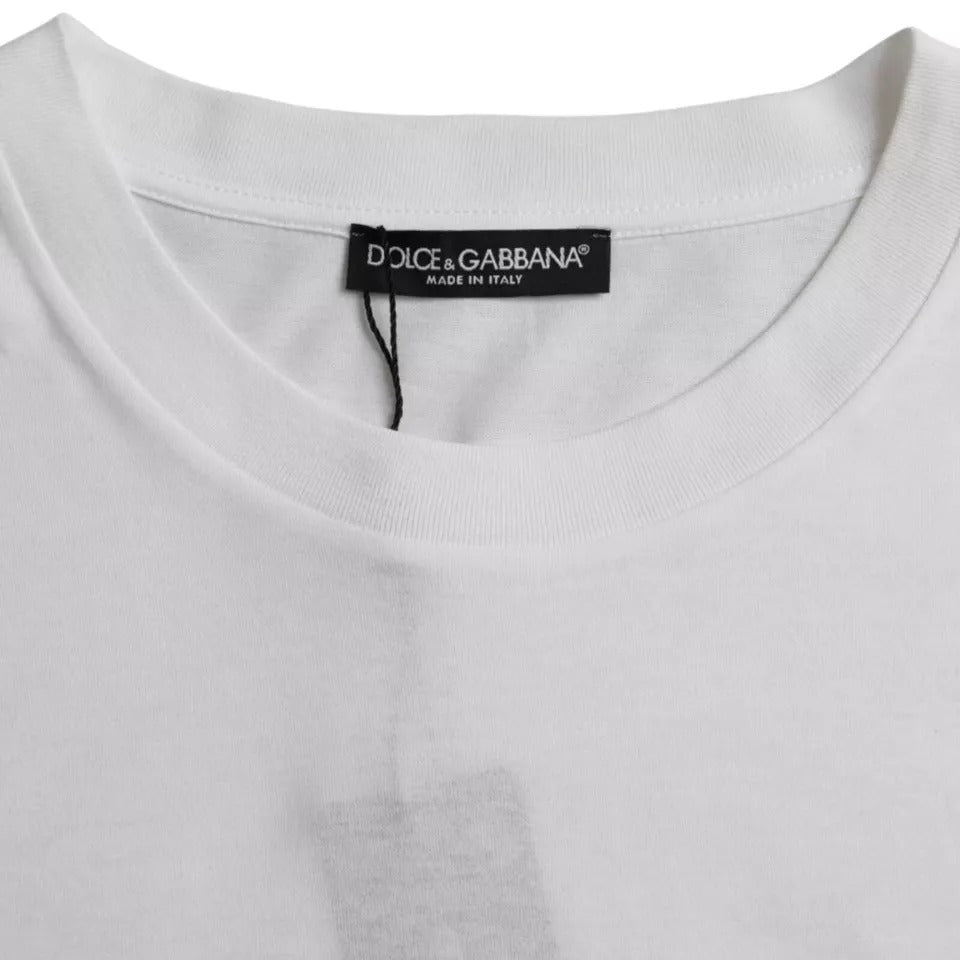 Dolce & Gabbana White Cotton Round Neck Short Sleeve T-shirt | Regal Royce