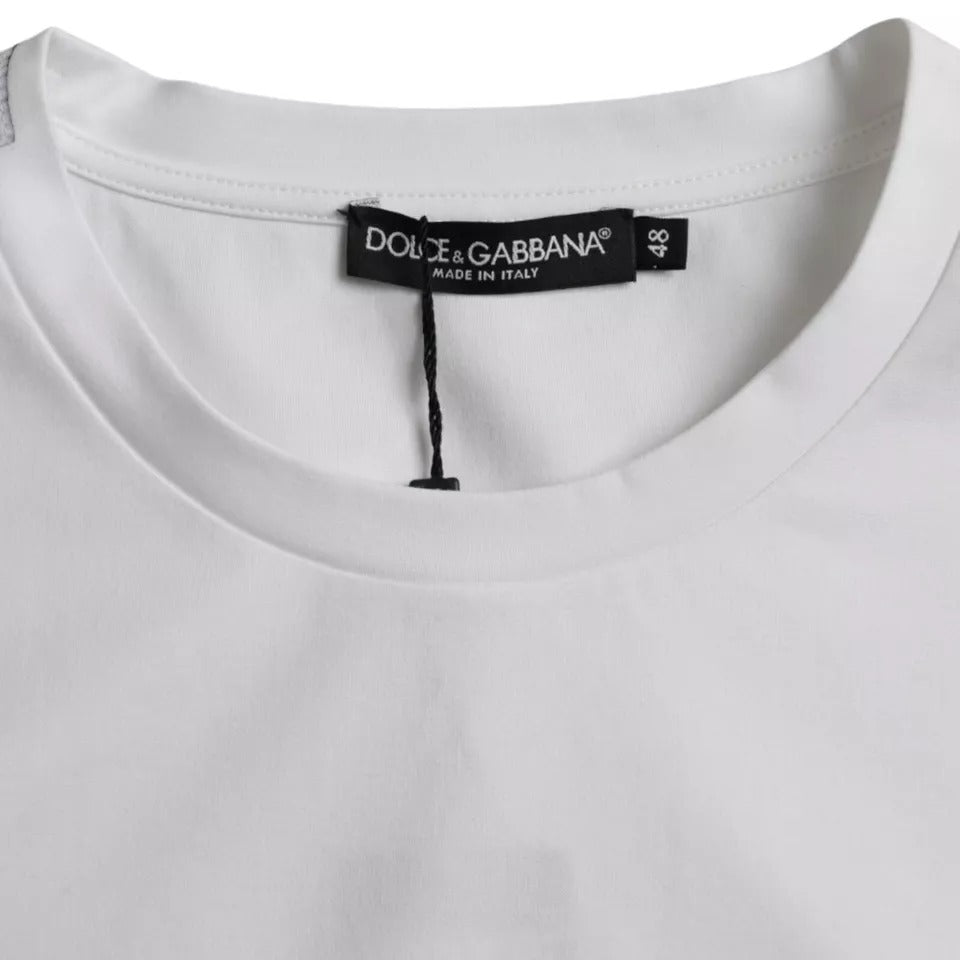 Dolce & Gabbana White Cotton Round Neck Short Sleeve T-shirt | Regal Royce