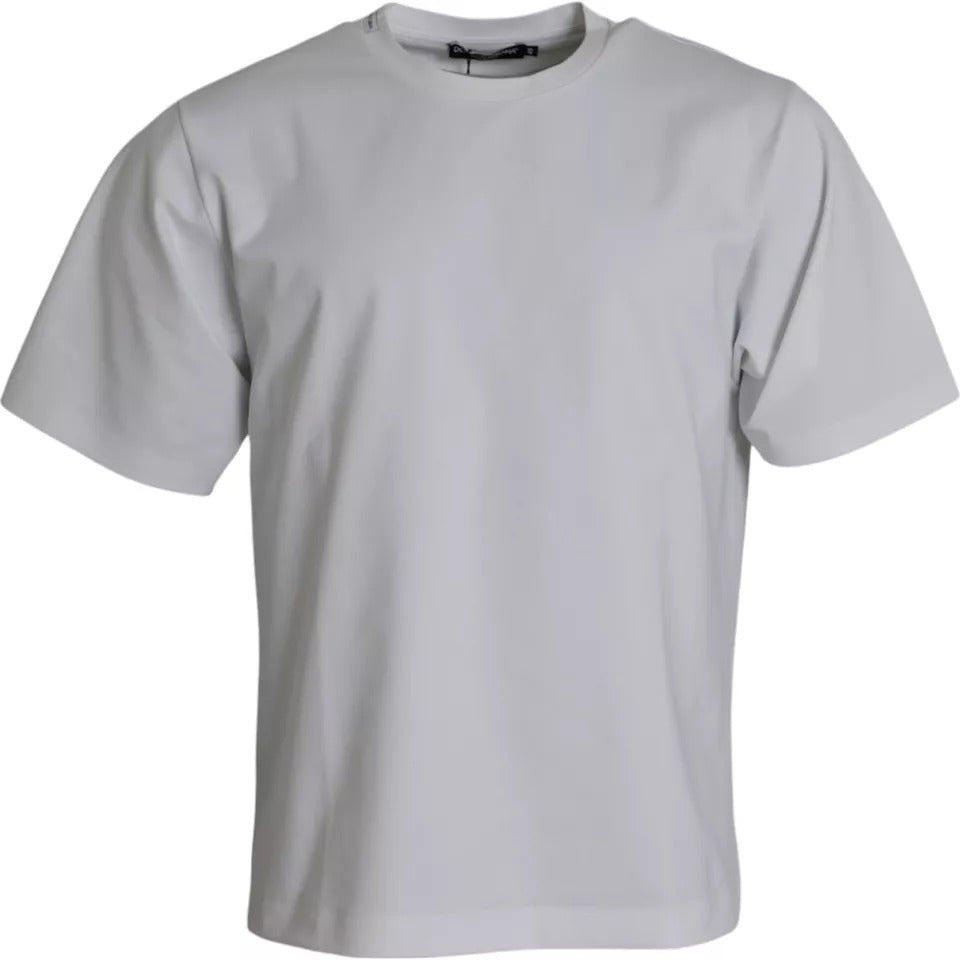 Dolce & Gabbana White Cotton Round Neck Short Sleeve T-shirt | Regal Royce