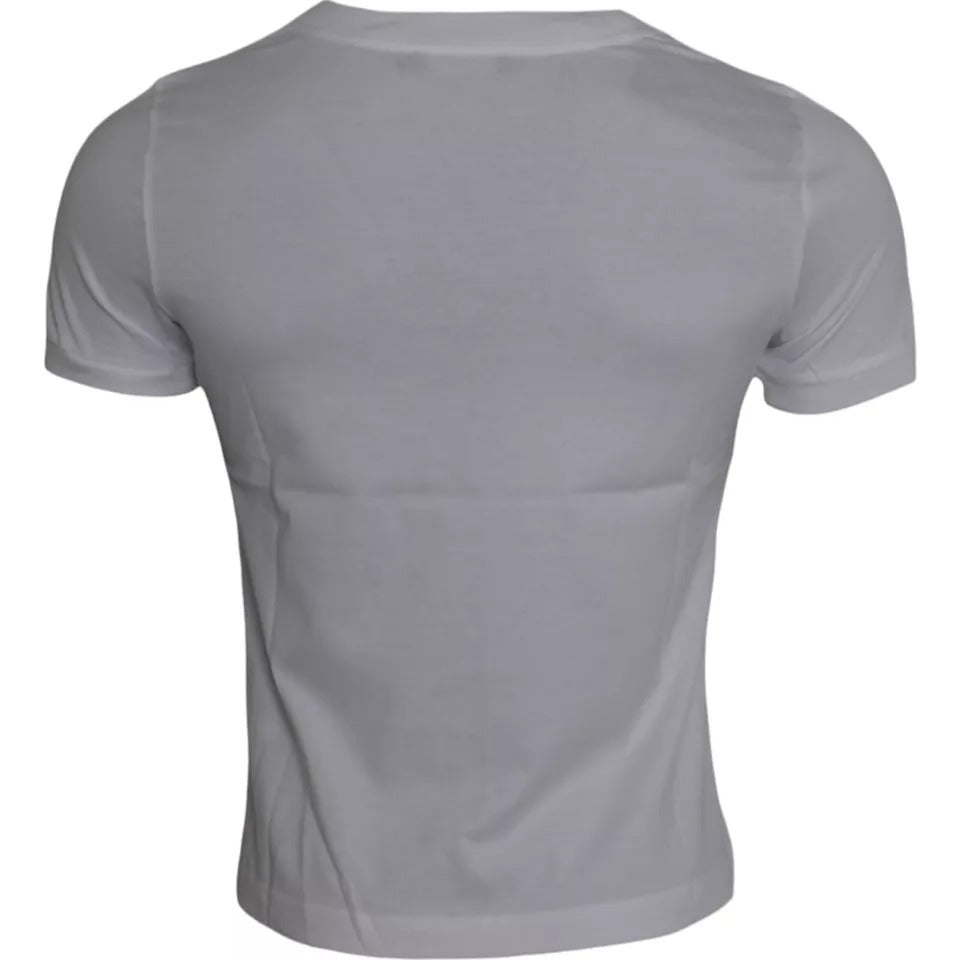 Dolce & Gabbana White Cotton Round Neck Short Sleeve T-shirt | Regal Royce