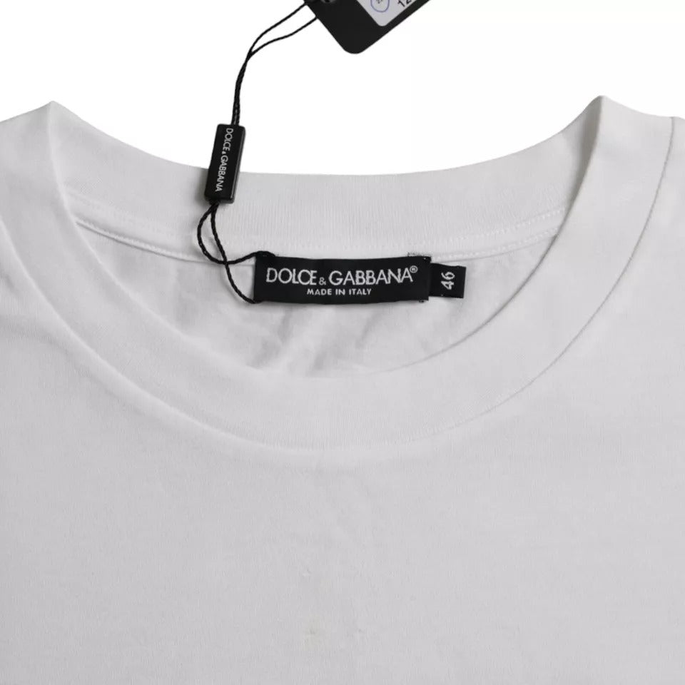 Dolce & Gabbana White Cotton Round Neck Short Sleeve T-shirt | Regal Royce