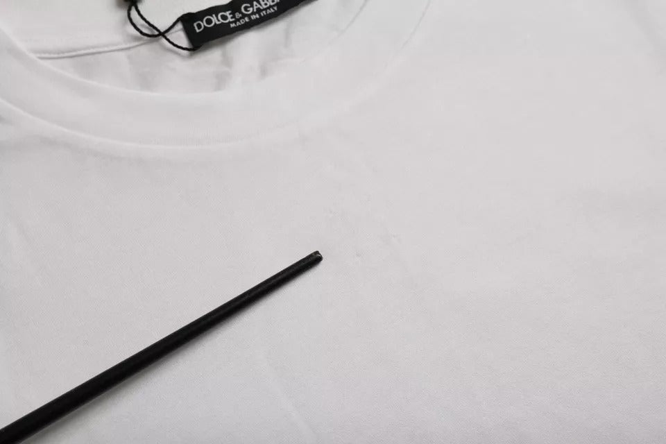 Dolce & Gabbana White Cotton Round Neck Short Sleeve T-shirt | Regal Royce