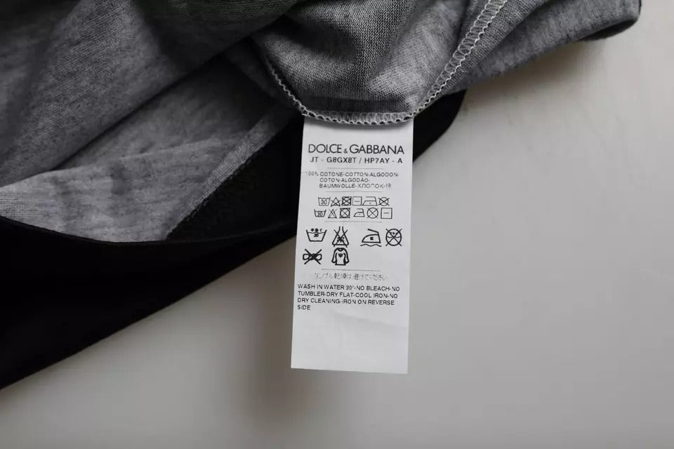 Dolce & Gabbana Black White Jazz Print Cotton Short Sleeves T-shirt | Regal Royce