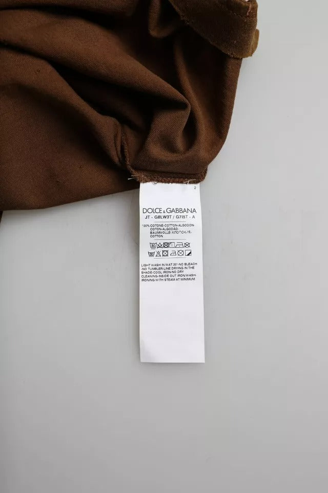 Dolce & Gabbana Brown Color Splash Cotton Crew Neck T-shirt | Regal Royce