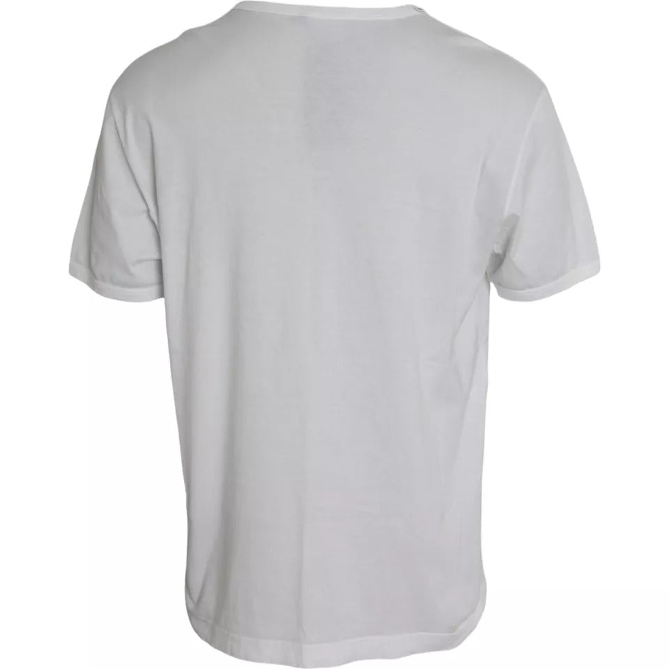Dolce & Gabbana White Logo Embossed Cotton Crewneck T-shirt | Regal Royce