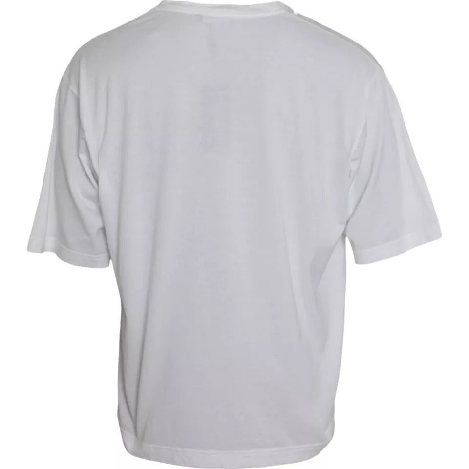 Dolce & Gabbana White Cotton Round Neck Short Sleeve T-shirt | Regal Royce