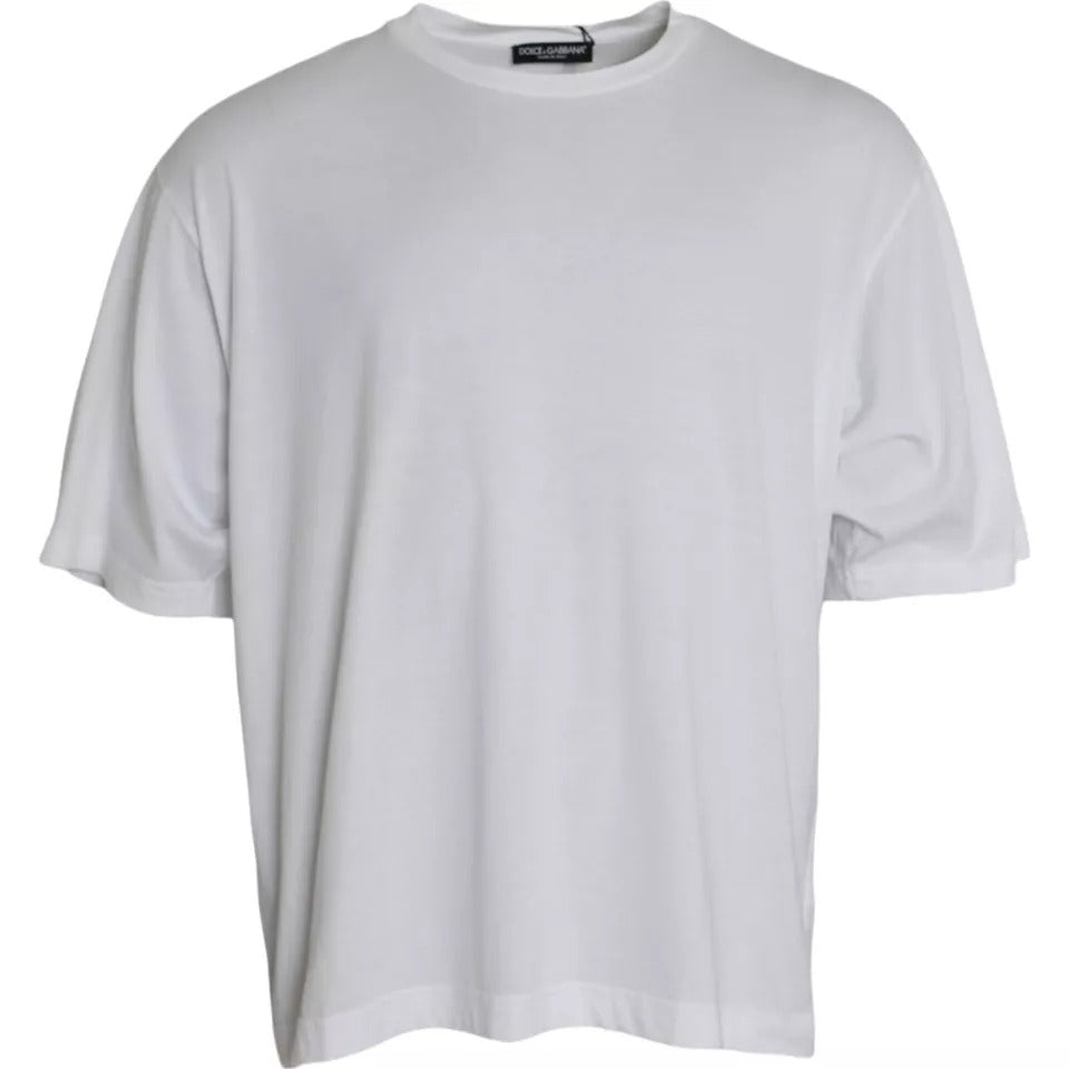 Dolce & Gabbana White Cotton Round Neck Short Sleeve T-shirt | Regal Royce