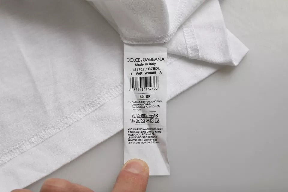 Dolce & Gabbana White Cotton Round Neck Short Sleeve T-shirt | Regal Royce