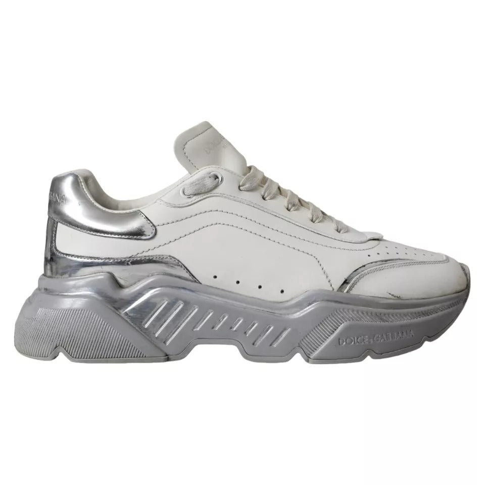 Dolce & Gabbana White Silver Daymaster Low Top Sneakers Shoes | Regal Royce