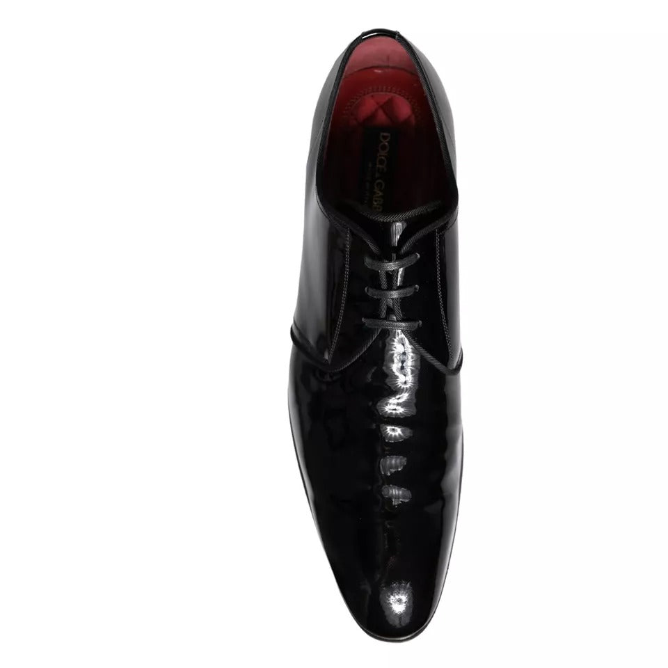 Dolce & Gabbana Black Patent Leather Derby Men Dress Shoes | Regal Royce