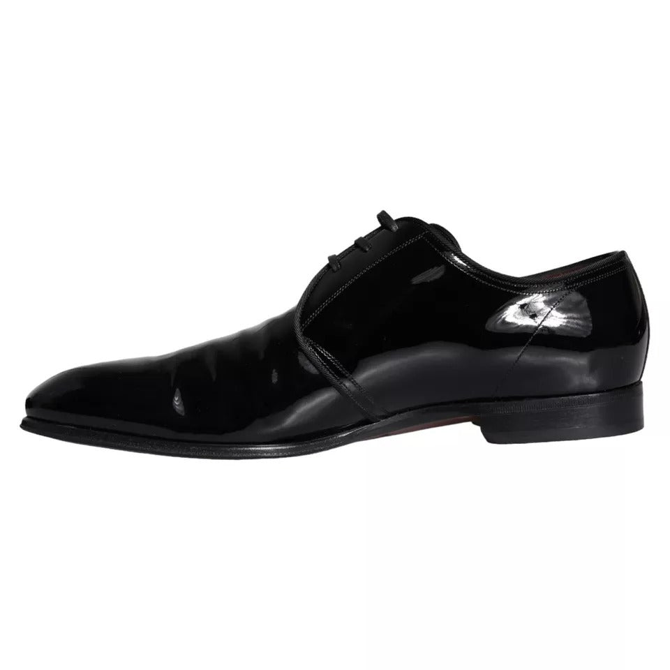 Dolce & Gabbana Black Patent Leather Derby Men Dress Shoes | Regal Royce
