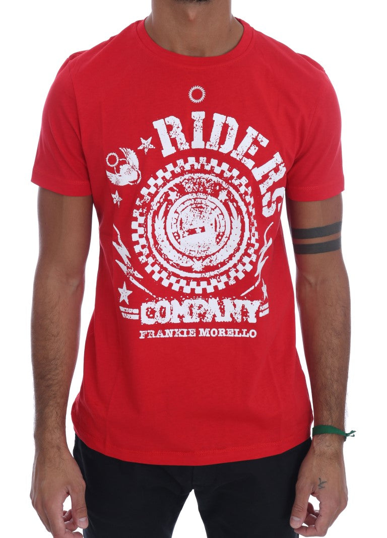 Frankie Morello Red Cotton RIDERS Crewneck T-Shirt | Regal Royce