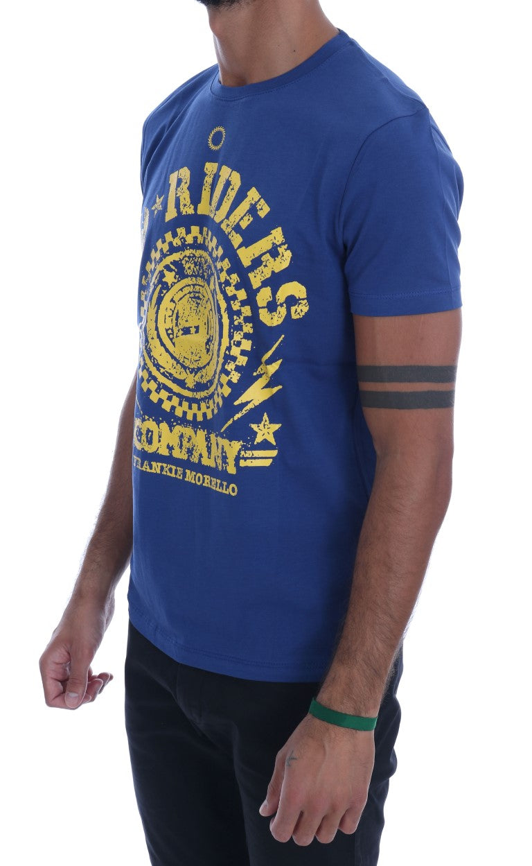 Frankie Morello Blue Cotton RIDERS Crewneck T-Shirt | Regal Royce