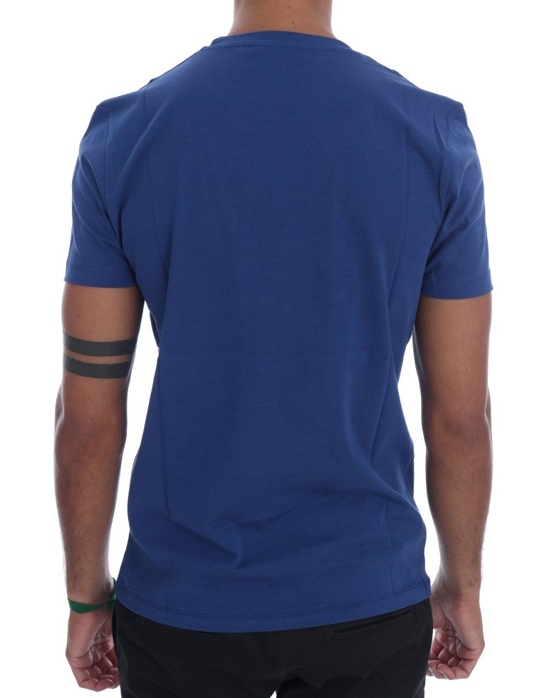 Frankie Morello Blue Cotton RIDERS Crewneck T-Shirt | Regal Royce