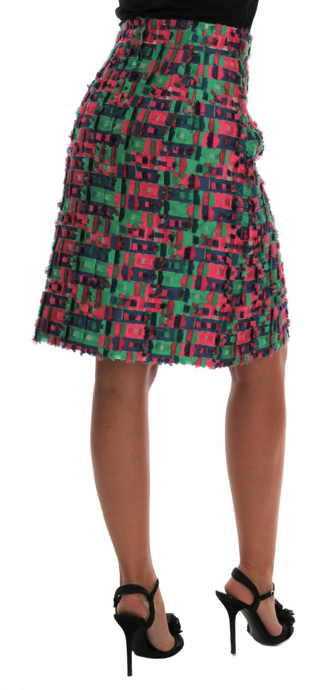 Dolce & Gabbana Pink Green Jacquard Pencil Skirt | Regal Royce