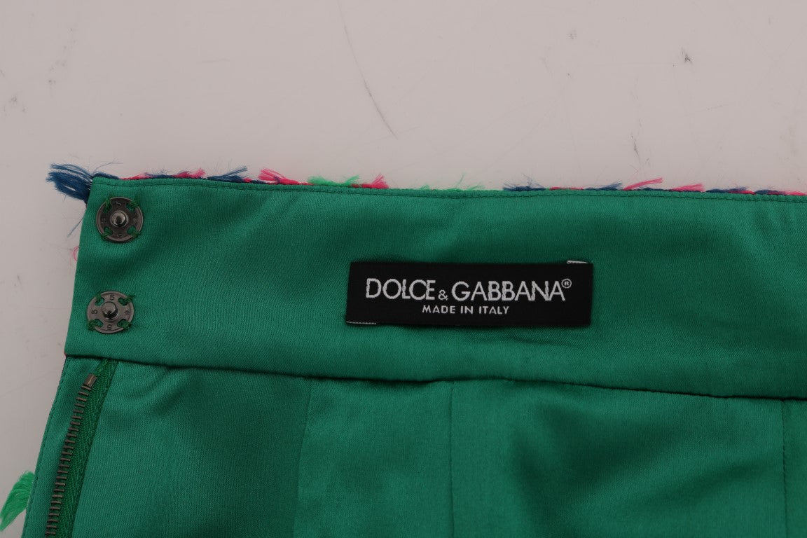 Dolce & Gabbana Pink Green Jacquard Pencil Skirt | Regal Royce
