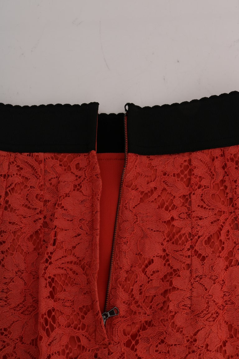Dolce & Gabbana Orange Macramé Lace Pencil Skirt | Regal Royce